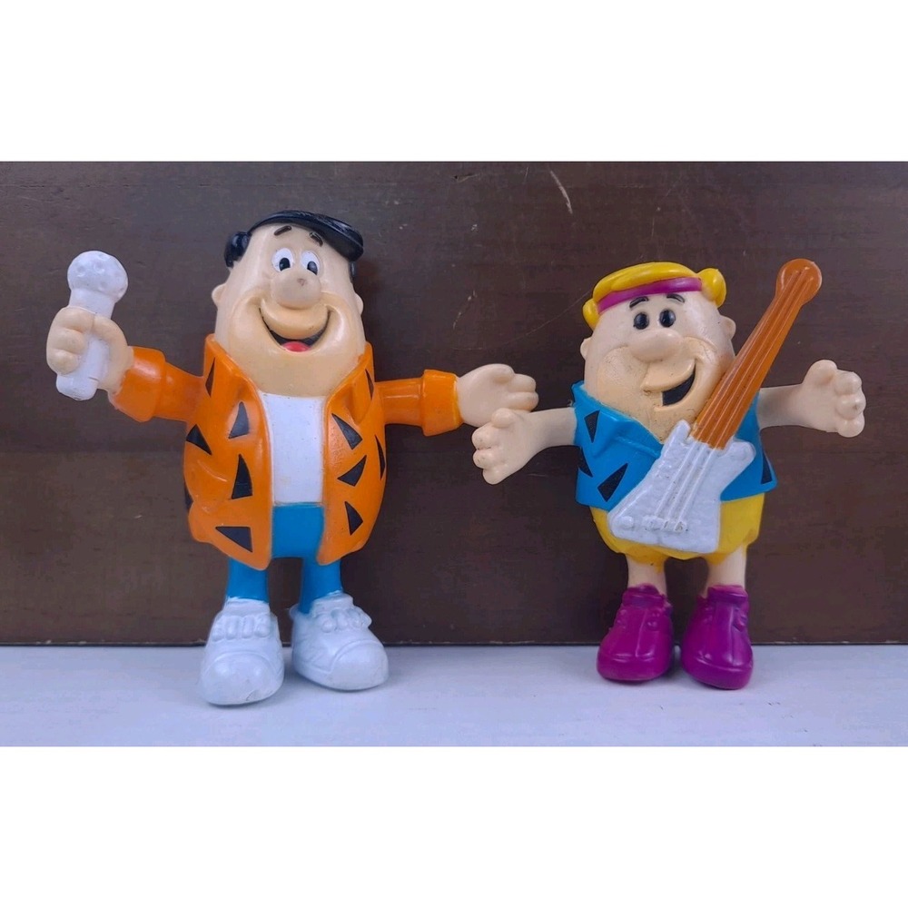 BARNEY & FRED DINO ROCKERS Set of 2 FIGURES 1991 THE FLINTSTONES PVC TOYS